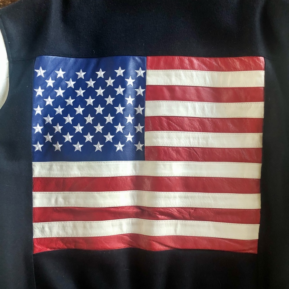 Leather U.S.A. Navy/White Jacket - Size M (EUC) - Picture 10 of 16